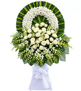 Mãi Nhớ – vòng hoa phân ưu hồng trắng