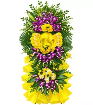 Lời Tưởng Nhớ – kệ hoa phân ưu tím vàng · 1489