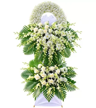 Lời Tưởng Nhớ – kệ hoa phân ưu trắng xanh · 1364