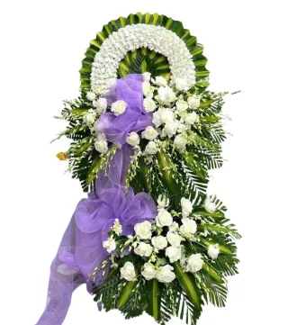Nghĩa Ân – kệ hoa phân ưu trắng xanh · 0339