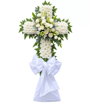 Cõi An – kệ hoa phân ưu chữ thập trắng