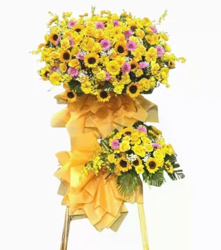Tươi Sáng – kệ hoa mừng khai trương vàng cùng hồng