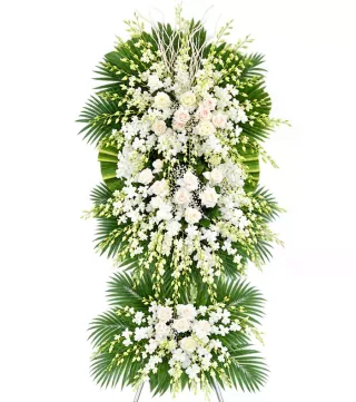 Vĩnh Niệm – kệ hoa phân ưu trắng xanh