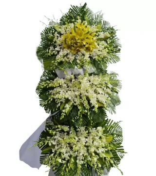 Tình Thân – kệ hoa phân ưu vàng trắng · 0361