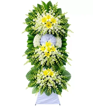 Miền Ký Ức – kệ hoa phân ưu vàng trắng