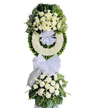 Trầm Lắng – kệ hoa phân ưu trắng xanh · 0341