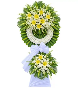 Miền Ký Ức – kệ hoa phân ưu ly vàng trắng