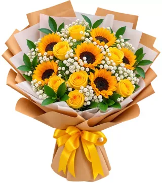 Nhịp Yêu – bó hoa hướng dương cùng hồng vàng