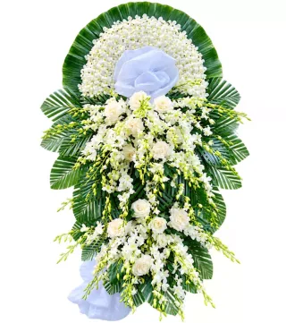 Lặng Thầm – kệ hoa phân ưu trắng xanh · 1339