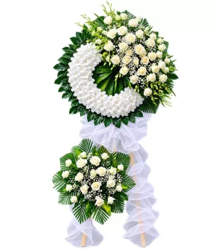 Nén Tâm Hương – kệ hoa phân ưu trắng xanh · 1294