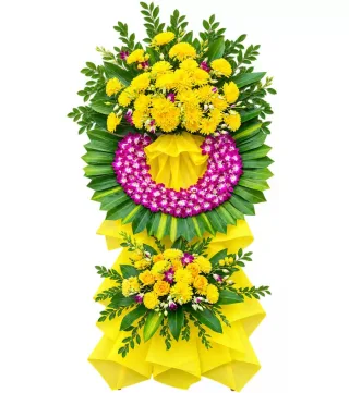 Kính Tiễn – kệ hoa phân ưu vàng tím