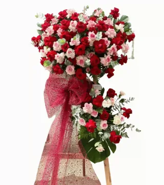 Tân Phúc – kệ hoa mừng khai trương đỏ cùng trắng