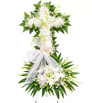 An Tịnh – kệ hoa phân ưu chữ thập trắng