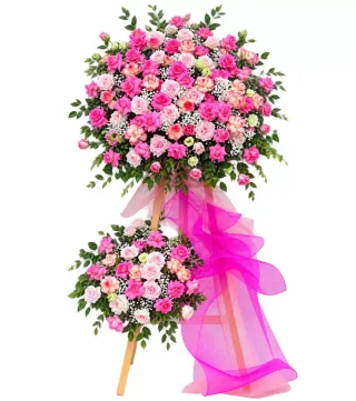 Đồng Hành – kệ hoa chúc mừng hồng phấn hai tầng
