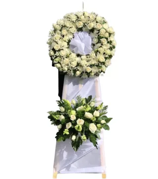 Kính Nhớ – kệ hoa phân ưu trắng kem · 0289