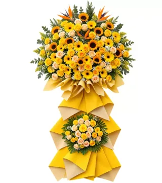 Đón Thành Công – kệ hoa chúc mừng hướng dương hai tầng · 1073