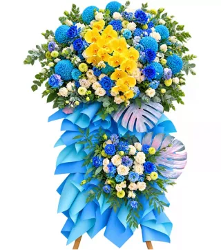 Thành Tâm – kệ hoa chúc mừng xanh lan vàng