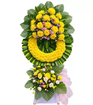 Nghĩa Tình – kệ hoa phân ưu vàng hồng