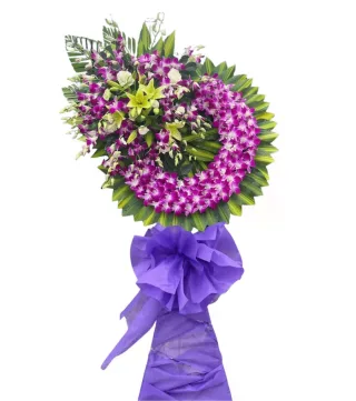 An Tịnh – vòng hoa phân ưu tím trắng