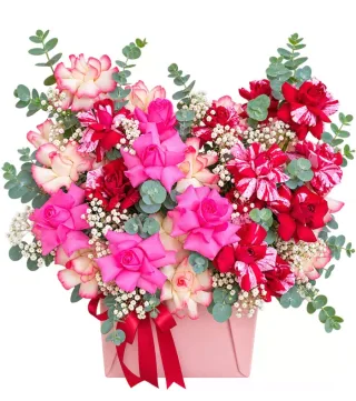 Mùa Thân Quen – hộp hoa hồng cùng lan hồng