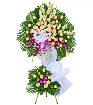 Tâm Thành – kệ hoa phân ưu hồng phấn tím