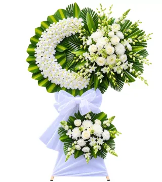 Tiễn Người – kệ hoa phân ưu trắng xanh · 1247