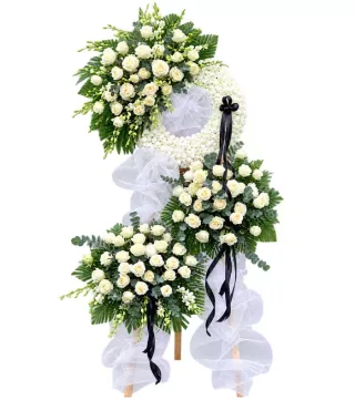 Tâm Niệm – kệ hoa phân ưu hồng trắng · 1311