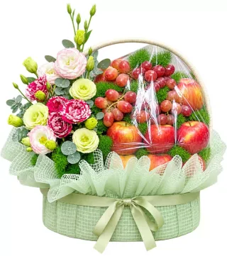 Mến Biếu – giỏ quà trái cây hoa hồng
