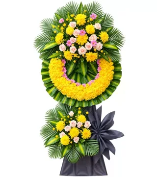 Trầm Lắng – kệ hoa phân ưu vàng hồng nơ đen
