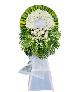 An Nhiên – vòng hoa phân ưu trắng xanh · 0258