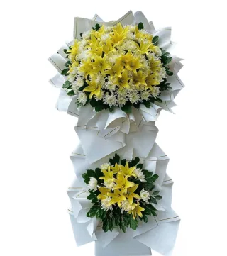 Nén Tâm Hương – kệ hoa phân ưu vàng trắng · 0357