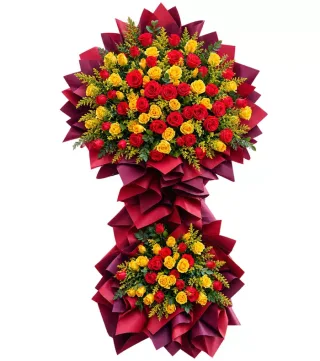 Thành Tâm – kệ hoa chúc mừng đỏ vàng hai tầng