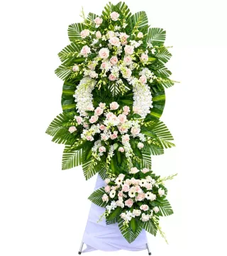 Tình Thân – kệ hoa phân ưu hồng phấn trắng
