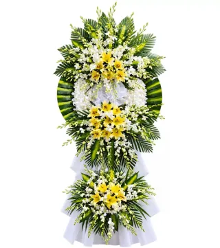 Lời Phân Ưu – kệ hoa phân ưu ly vàng trắng