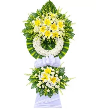Tiễn Người – kệ hoa phân ưu vàng trắng