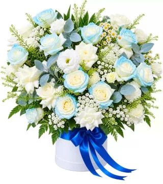 Nhớ Thương – hộp hoa phân ưu hồng xanh trắng