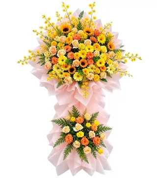 Khai Lộc – kệ hoa chúc mừng hướng dương hai tầng