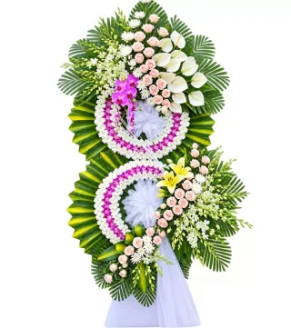 Lặng Yên – kệ hoa phân ưu hồng trắng tím