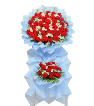 Bừng Sáng – kệ hoa mừng khai trương đỏ cùng trắng