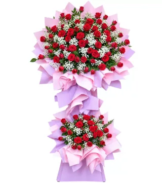 Tấn Phát – kệ hoa chúc mừng hồng đỏ hai tầng