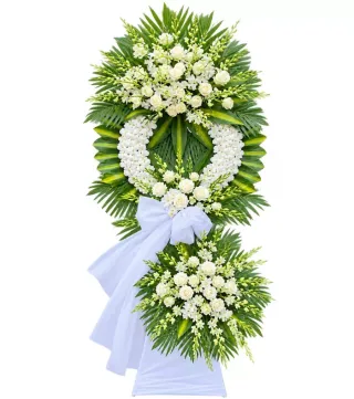 Nén Tâm Hương – kệ hoa phân ưu trắng xanh · 1218