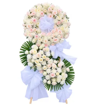Tâm Thành – kệ hoa phân ưu hồng phấn trắng