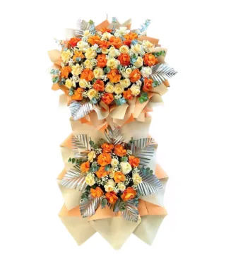 Bừng Sáng – kệ hoa mừng khai trương cam cùng vàng