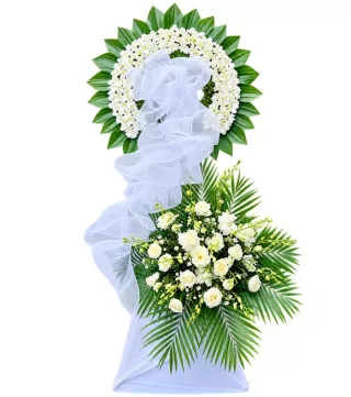 Tâm Niệm – kệ hoa phân ưu trắng xanh · 1354
