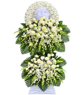 Lời Tưởng Nhớ – kệ hoa phân ưu trắng xanh · 1346