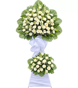 Nghĩa Ân – kệ hoa phân ưu trắng xanh · 1241