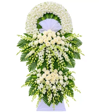 Vĩnh Niệm – kệ hoa phân ưu hồng trắng · 1253