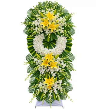 Mãi Nhớ – kệ hoa phân ưu ly vàng trắng