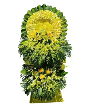 Bình An – kệ hoa phân ưu vàng xanh