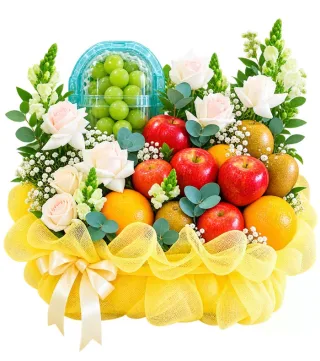 Mến Thương – giỏ quà trái cây hồng trắng